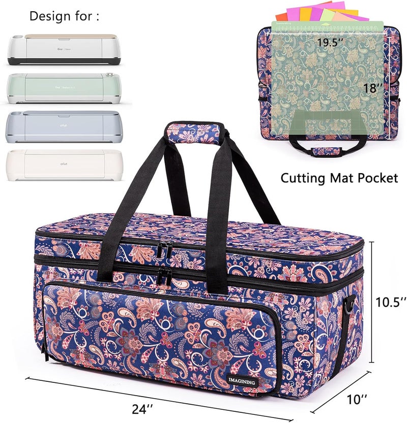 IMAGINING Carrying Case for Cricut Maker 3, Maker 4, Double-Layer Machine Bag with Cover for Cricut Explore 4, Explore 3, Explore Air 2, Storage Organizer for Cricut Accessories and Tools - Image 3
